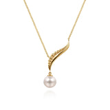 Bujukan Graduating Pearl 14K Yellow Gold Y Necklace
