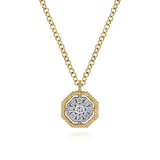 Gabriel & Co. 14K Yellow Gold Octagonal Pavé Diamond Pendant Necklace | Diamond Necklace In-Store
