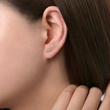 14K Yellow Gold Pave Diamond Spiked Stud Earrings