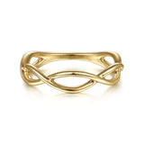 14K Yellow Gold Plain Twisted Stackable Ring