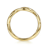14K Yellow Gold Plain Twisted Stackable Ring
