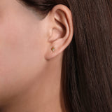 Gabriel & Co. pyramid stud earring, side view with push back
