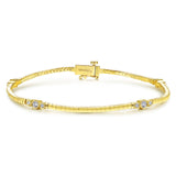 14K Yellow Gold Tennis Bracelet with Bezel Set Diamond Stations Gabriel & Co.