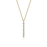 14K Yellow Gold White Sapphire Bar Necklace