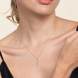 14K Yellow Gold White Sapphire Bar Necklace
