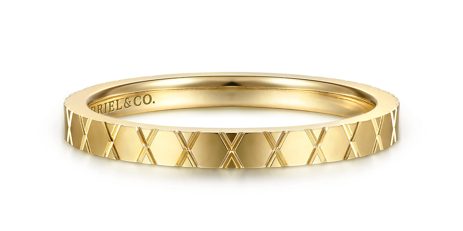 Gabriel & Co. 14K Yellow Gold X Pattern Stackable Ring