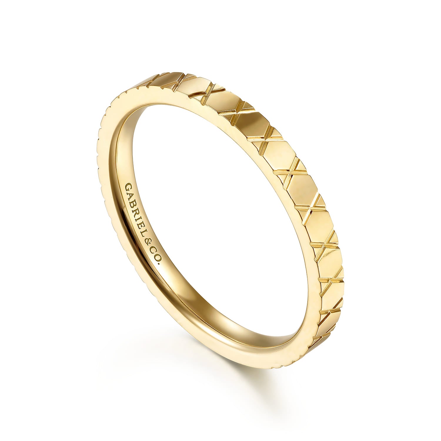 Gabriel & Co. 14K Yellow Gold X Pattern Stackable Ring
