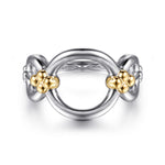 Gabriel & Co. Bujukan 14K Yellow Gold and Sterling Silver Round Link Chain Ring