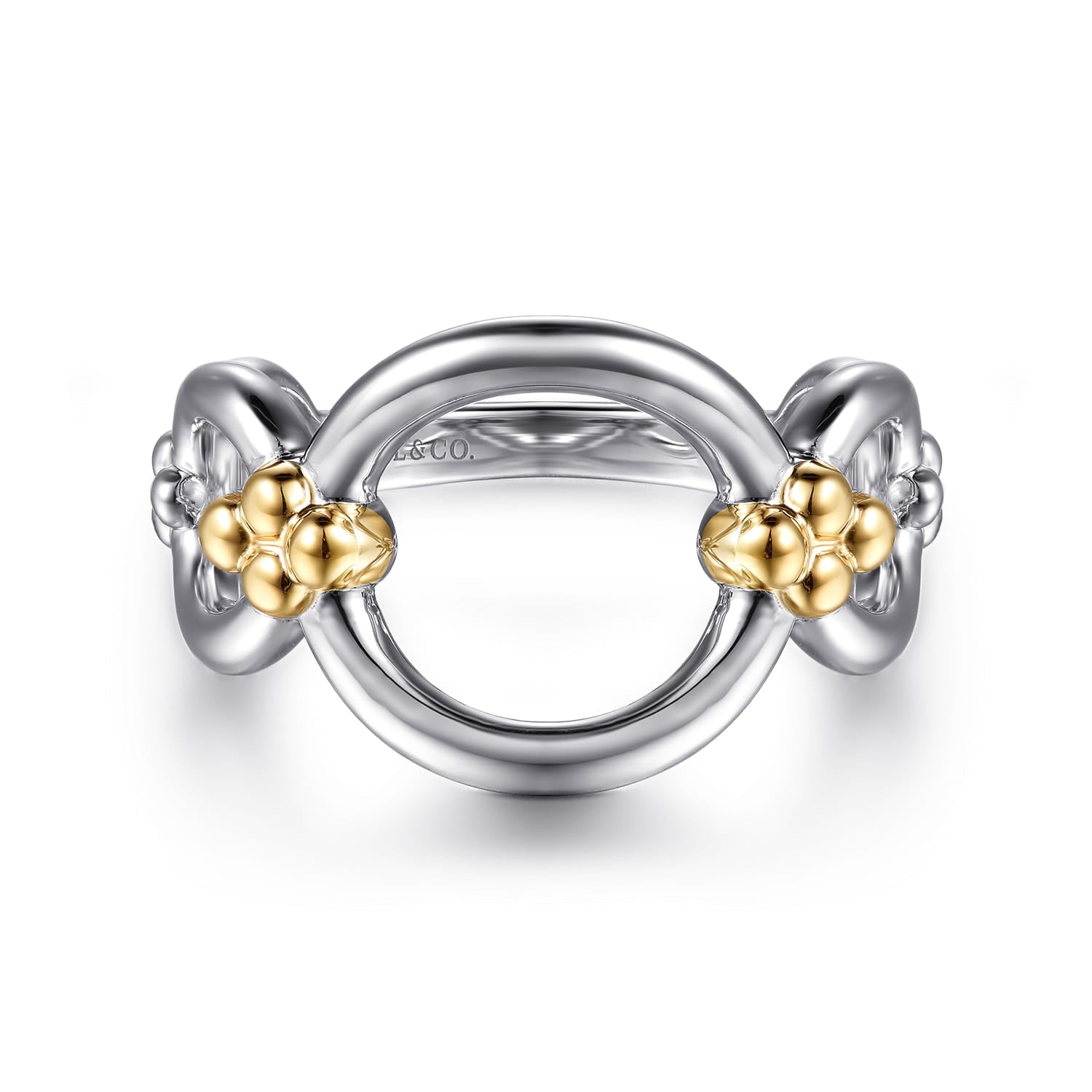 Gabriel & Co. Bujukan 14K Yellow Gold and Sterling Silver Round Link Chain Ring
