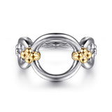 Gabriel & Co. Bujukan 14K Yellow Gold and Sterling Silver Round Link Chain Ring