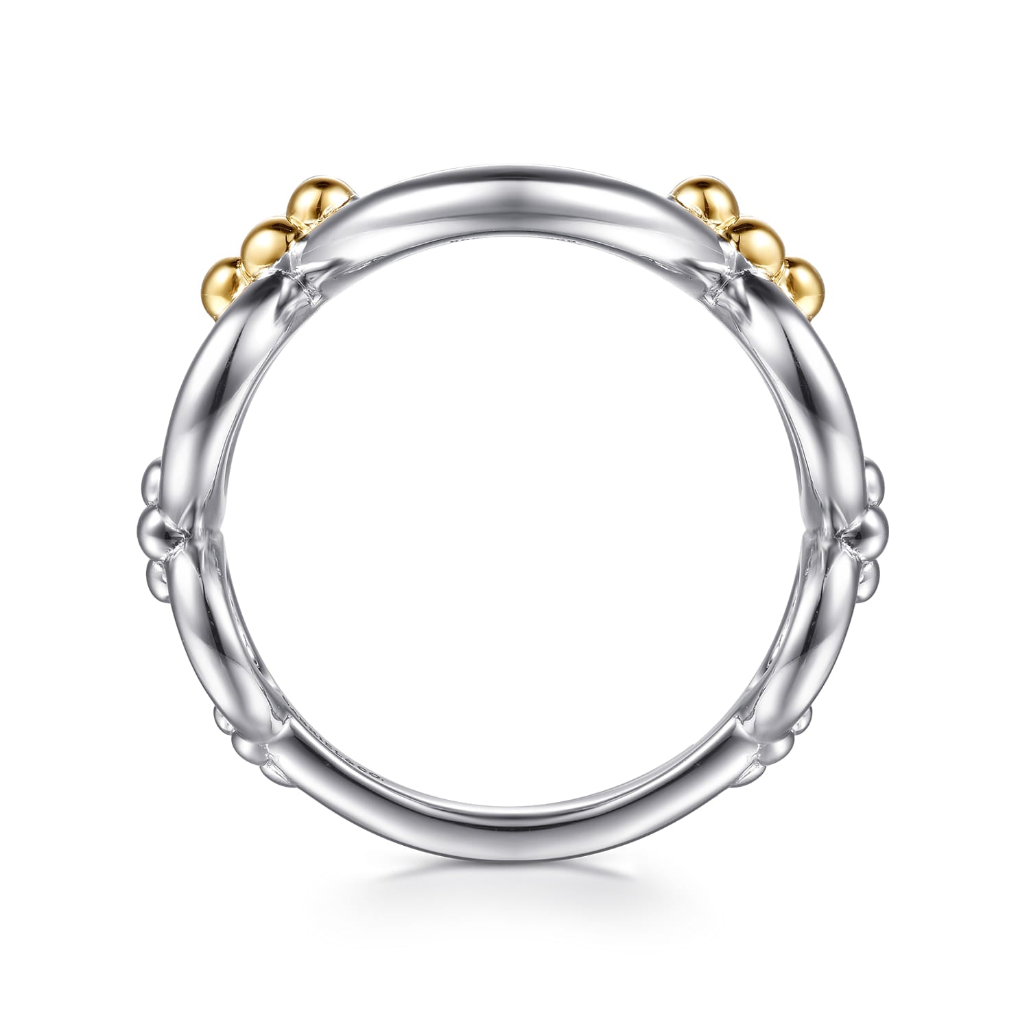 Gabriel & Co. Bujukan 14K Yellow Gold and Sterling Silver Round Link Chain Ring