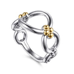 Gabriel & Co. Bujukan 14K Yellow Gold and Sterling Silver Round Link Chain Ring