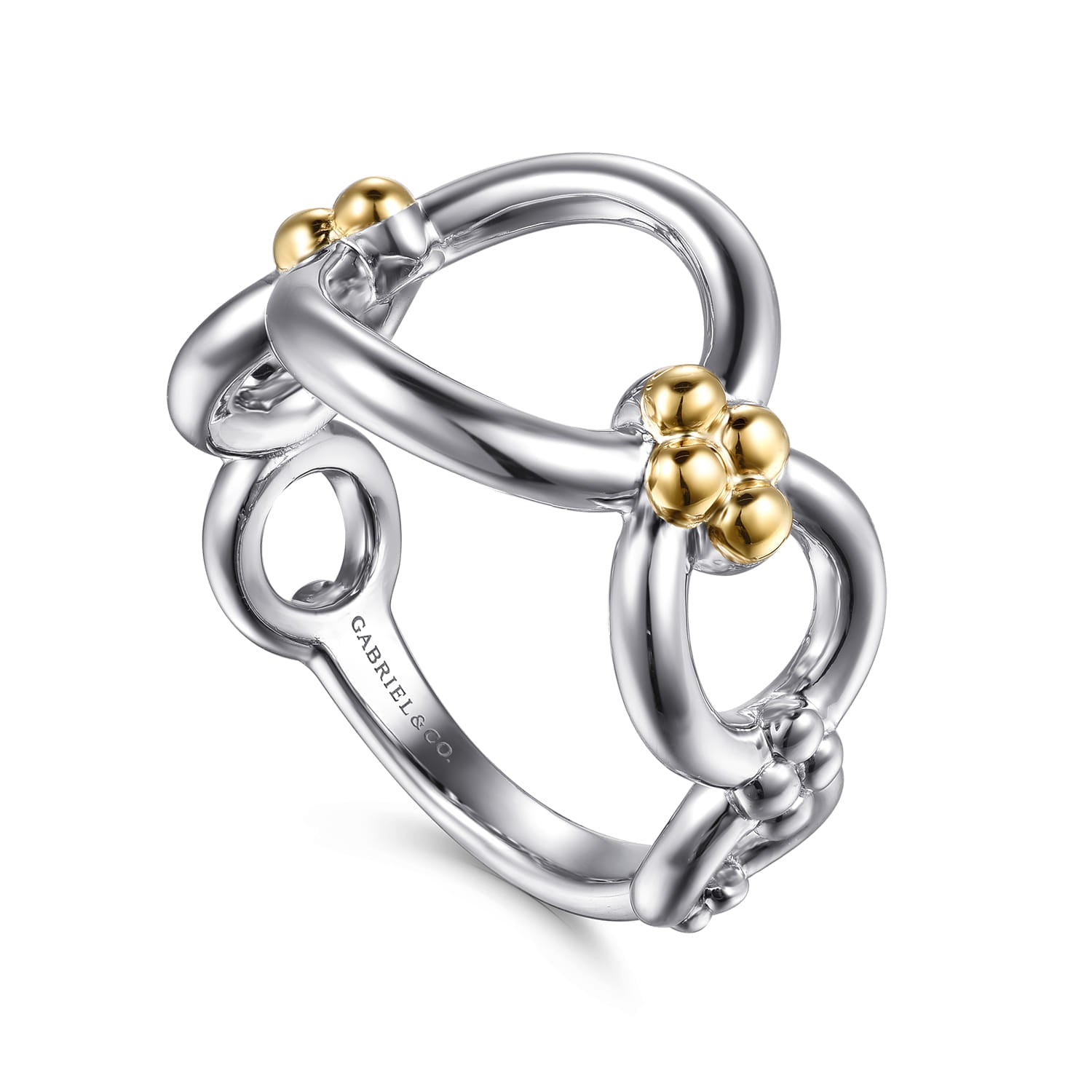 Gabriel & Co. Bujukan 14K Yellow Gold and Sterling Silver Round Link Chain Ring