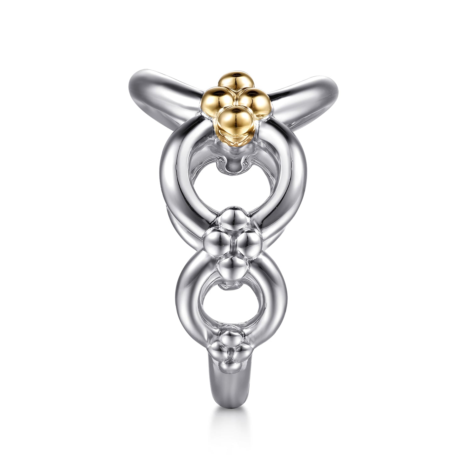 Gabriel & Co. Bujukan 14K Yellow Gold and Sterling Silver Round Link Chain Ring