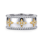 Gabriel & Co. LR53195 Bujukan sterling silver and 14K yellow gold diamond star smart ring enhancer, front view