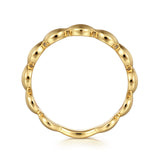 14K Yellow Plain Gold Scallop Stackable Ladies Ring