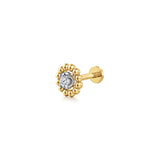 Gabriel & Co. EGS15788M45JJ Bujukan diamond single flatback stud earring in 14K two tone gold