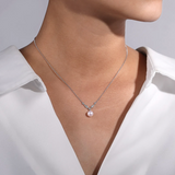 14K White Gold Cultured Pearl and Diamond Accent Necklace