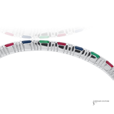 14K White Gold Multigemstone & Diamond Bangle Bracelet - Diamonds, Ruby, Emerald & Sapphire
