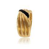 14K Yellow Gold Black Onyx Statement Ring – Vintage Inspired Wide Band Cocktail Ring