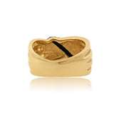 14K Yellow Gold Black Onyx Statement Ring – Vintage Inspired Wide Band Cocktail Ring