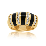 14K Yellow Gold Black Onyx & Diamond Ring Cocktail ring