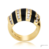 14K Yellow Gold Black Onyx & Diamond Ring Cocktail ring