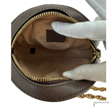 Gucci GG Supreme Ophidia Mini round cloth crossbody bag Monogram Web Brown Pre-Loved