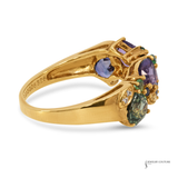 14K Yellow Gold Multi-Color Sapphire & Green Garnet Ring – 3.26ct Colored Sapphires, 0.08ct Green Garnet, 0.05ct Diamond Accent Ring | Fine Gemstone Jewelry