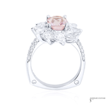 14K White Gold Natural Pink Sapphire & Diamond Floral Halo Ring