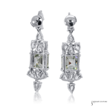Custom Asscher-Cut Light Green Diamond Drop Earrings in 14K White Gold | Natural Diamonds