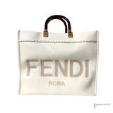 Fendi Cream Tote Bag Sunshine Medium White leather shopper Pre-Owned