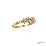 14K yellow gold diamond star stacking ring, .37 ctw, angled view