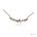 14K rose gold offset baguette diamond bar necklace, 0.66 ctw, front view