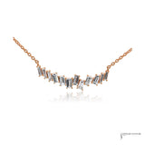14K rose gold offset baguette diamond bar necklace, 0.66 ctw, front view
