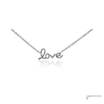 14K white gold love necklace on an adjustable cable chain