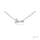 14K white gold love necklace on an adjustable cable chain