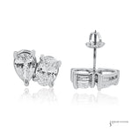Lab diamond toi et moi earrings showing claw prong gallery and screw back post