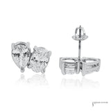 Lab diamond toi et moi earrings showing claw prong gallery and screw back post
