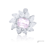 14K White Gold Natural Pink Sapphire & Diamond Floral Halo Ring