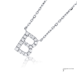 14K White Gold Diamond Initial “B” Necklace Personalized Letter Pendant, 17” Chain