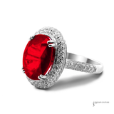 14KT White Gold Oval Ruby Pavé Diamond Engagement Ring 9.72 carat