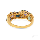 14K Yellow Gold Multi-Color Sapphire & Green Garnet Ring – 3.26ct Colored Sapphires, 0.08ct Green Garnet, 0.05ct Diamond Accent Ring | Fine Gemstone Jewelry