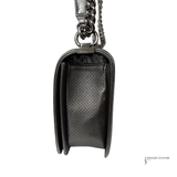 Chanel Gray Medium Quilted Perforated Metallic Lambskin Boy Flap Brown Dark grey