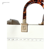 Fendi Cream Tote Bag Sunshine Medium White leather shopper Pre-Owned