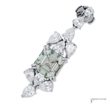 Custom Asscher-Cut Light Green Diamond Drop Earrings in 14K White Gold | Natural Diamonds
