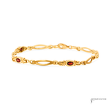 14K Yellow Gold Garnet Bracelet – Elegant Link Design  Fine Jewelry Bracelet