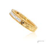 14K Yellow Gold Hand-Carved Lab Grown Diamond Band | One-of-a-Kind