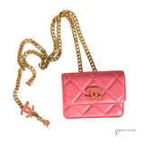 Chanel 2021 Lambskin Enamel CC Belt Bag Pink pre-Loved Authentic