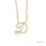 14K Yellow Gold Script Letter D Initial Necklace – Adjustable 17.4” Personalized Gold Pendant